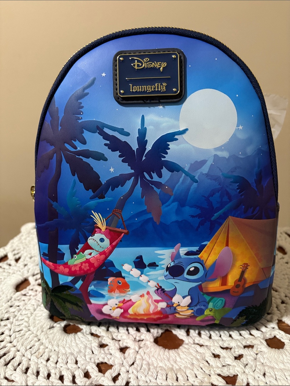 Disney Loungefly Stitch Blue Moon Campfire Bag/Backpack NWT